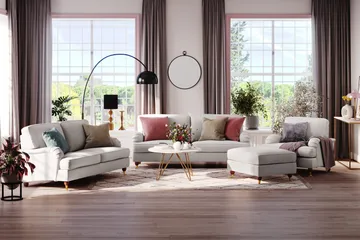 Howard Lyx 3-sits Tygsoffa - Ljusgrå - Products - Möbler - Soffa - 3 sits soffa