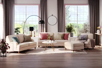 Howard Lyx 4-sits Manchestersoffa - Beige - Products - Möbler - Soffa - Howardsoffa