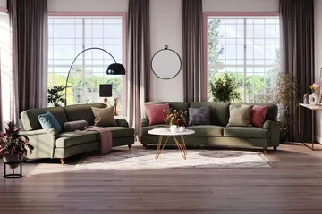 Howard Lyx 4-sits Svängd Manchestersoffa - Mörkgrön - Products - Möbler - Soffa - Howardsoffa