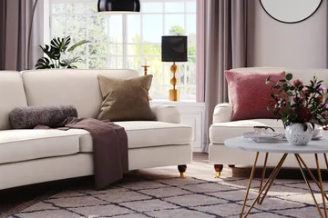 Howard Lyx 4-sits Svängd Sammetssoffa - Krämvit - Products - Möbler - Soffa - Sammetssoffa