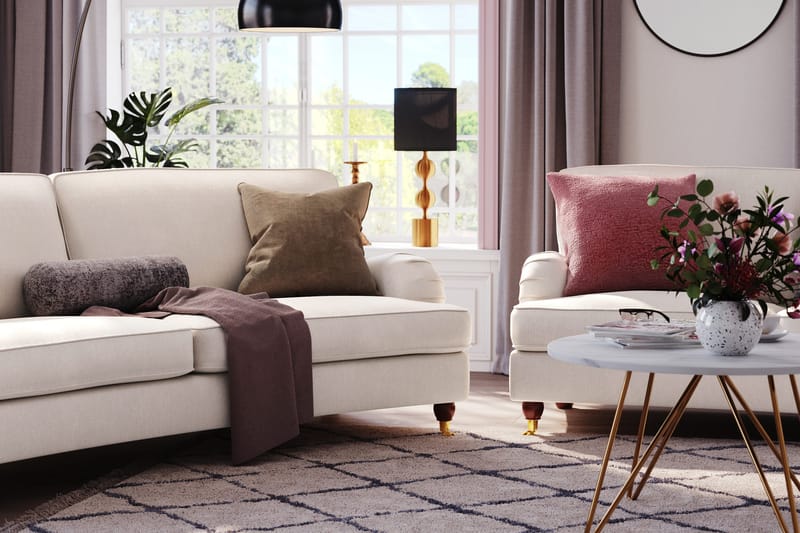 Howard Lyx 4-sits Svängd Sammetssoffa - Krämvit - Products - Möbler - Soffa - Sammetssoffa