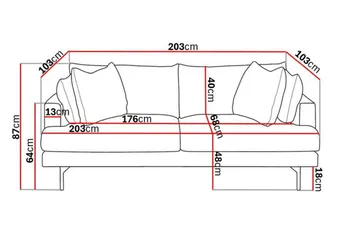 Menard 3-sits Djup Manchestersoffa - Grön - Products - Möbler - Soffa - 3 sits soffa