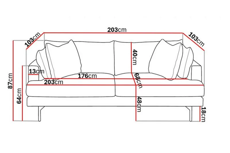 Menard 3-sits Djup Manchestersoffa - Grön - Products - Möbler - Soffa - 3 sits soffa