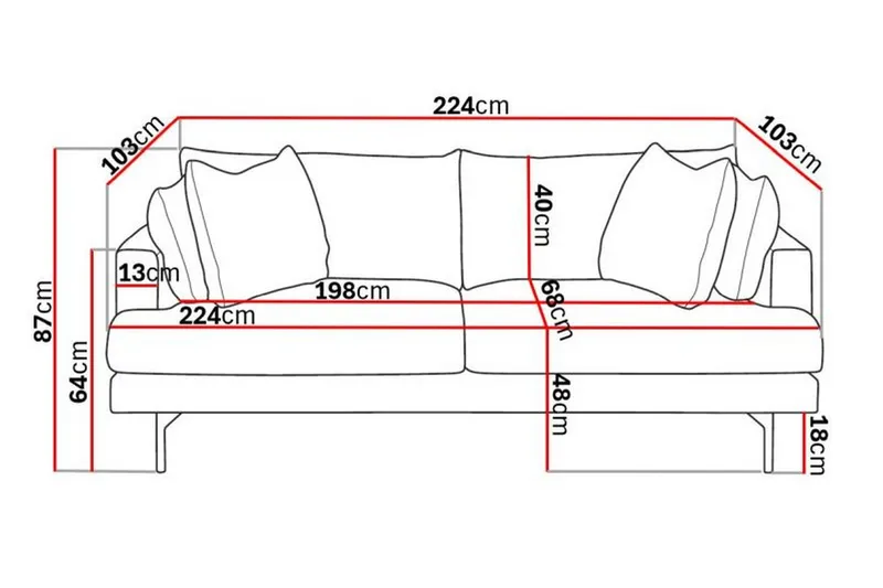Menard 4-sits Djup Manchestersoffa - Grön - Products - Möbler - Soffa - 4 sits soffa