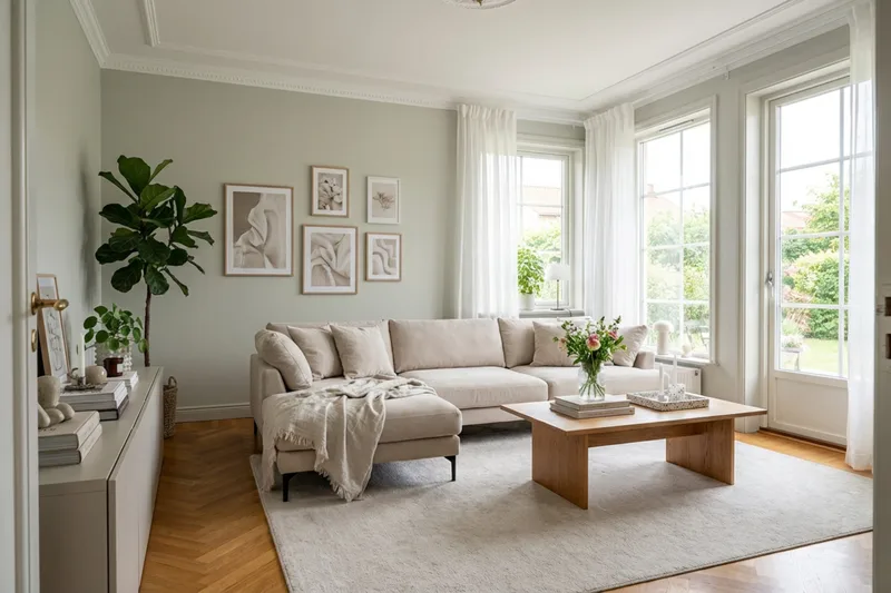 Menard Premium 5-sits Vänstervänd L-formad Djup Schäslongsoffa i Tyg - Beige - Products - Möbler - Soffa - Divansoffa & schäslongsoffa