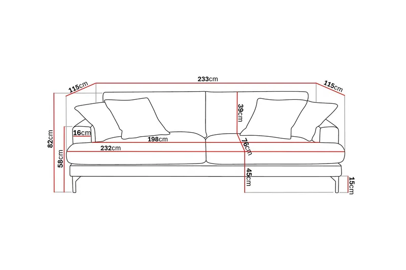 Menard Premium 4-sits Djup Soffa i Chenille - Grå/Blå - Products - Möbler - Soffa - 4 sits soffa