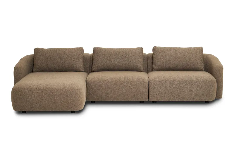 Milano 5-sits Rundad Vänstervänd L-soffa med Låg Rygg i Brun Boucle