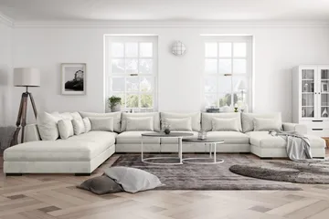Dubai U-modulsoffa Large med Divan Höger Sammet Extra Djup - Vit - Products - Möbler - Soffa - Modulsoffa - Komplett modulsoffa