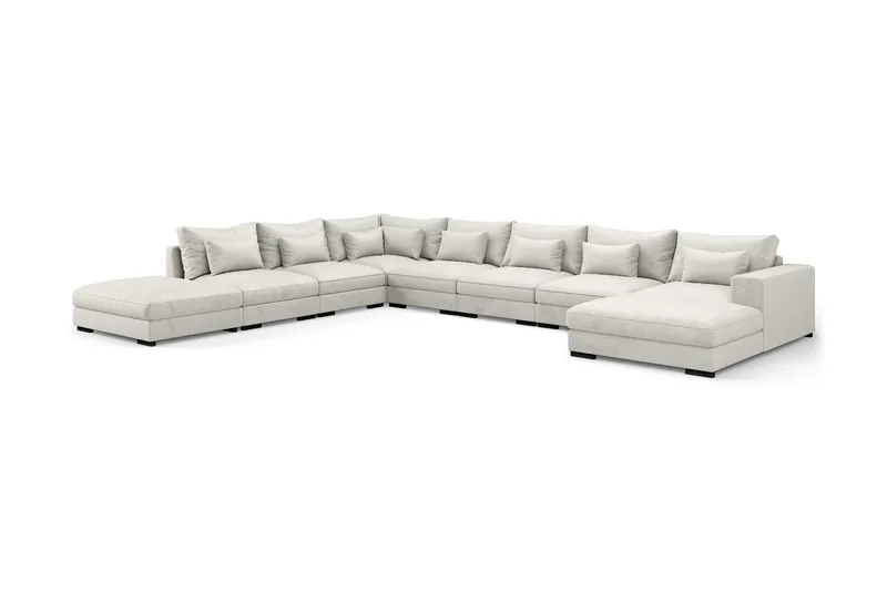 Dubai U-modulsoffa Large med Divan Höger Sammet Extra Djup - Vit - Products - Möbler - Soffa - Modulsoffa - Komplett modulsoffa