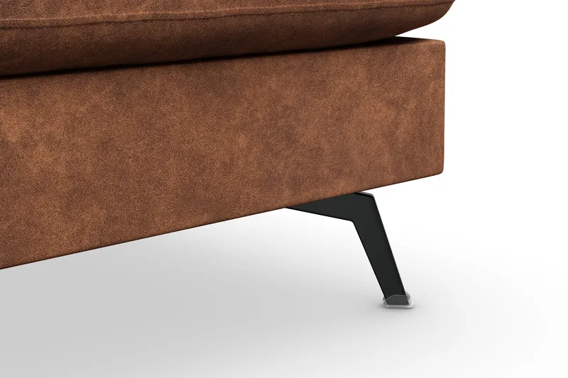 Ocean Lyx 6-sits Högervänd U-formad Soffa med Divan och Schäslong + Fotpall i Konstläder - Brun - Products - Möbler - Soffa - U-soffa