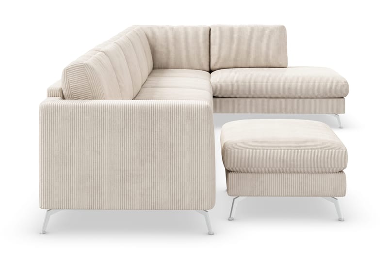 Ocean Lyx 6-sits Högervänd U-formad Soffa med Divan och Schäslong + Fotpall i Manchester - Beige - Products - Möbler - Soffa - U-soffa