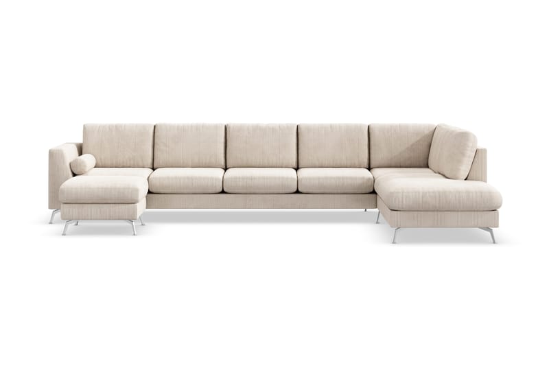 Ocean Lyx 6-sits Högervänd U-formad Soffa med Divan och Schäslong + Fotpall i Manchester, Beige