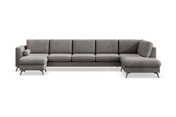 Ocean Lyx 6-sits Högervänd U-formad Soffa med Divan och Sch äslong + Fotpall i Manchester