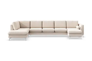 Ocean Lyx 6-sits Vänstervänd U-formad Soffa med Divan och Schäslong + Fotpall i Tyg