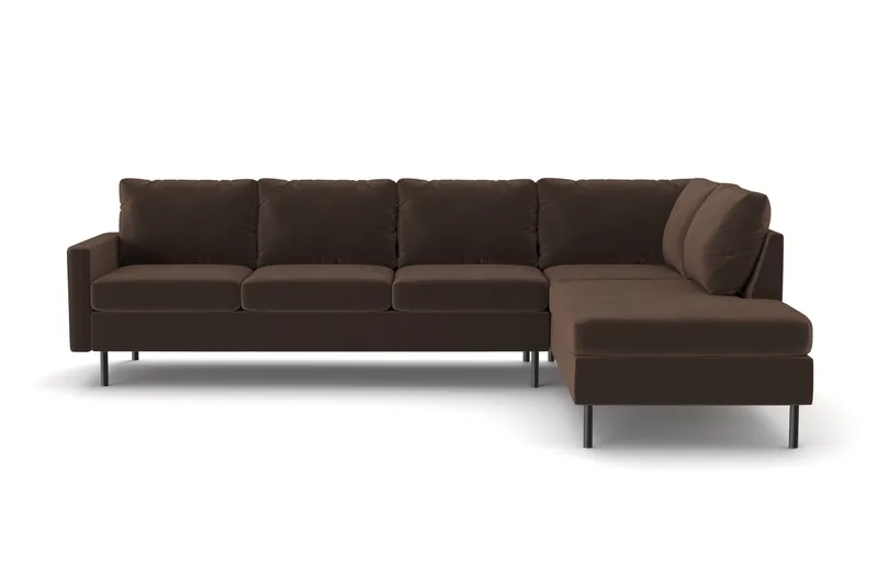 Peppe 4-sits Högervänd L-formad Schäslongsoffa i Manchester, Brun