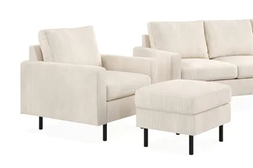 Peppe Soffgrupp 3-sits Vändbar L-formad Divansoffa + Fåtölj + Fotpall i Manchester - Beige - Products - Möbler - Soffa - Soffgrupp