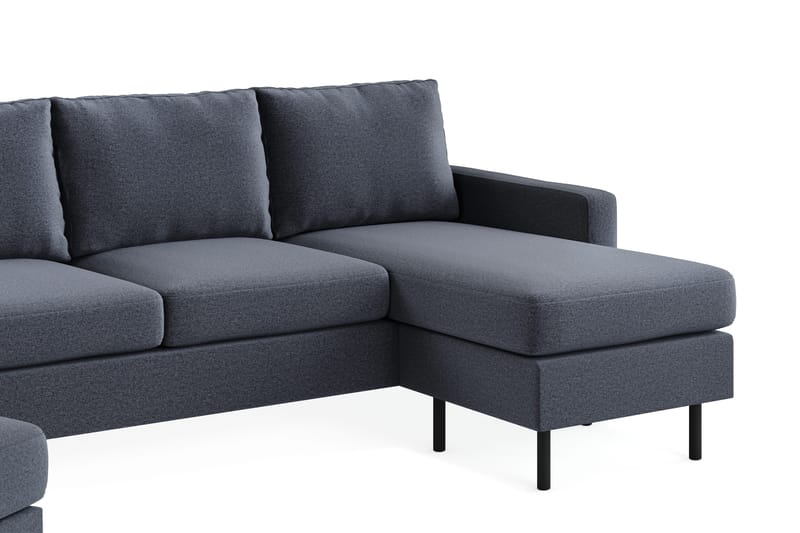 Peppe Soffgrupp 3-sits Vändbar L-formad Divansoffa + Fåtölj + Fotpall i Tyg - Mörkgrå - Products - Möbler - Soffa - Soffgrupp