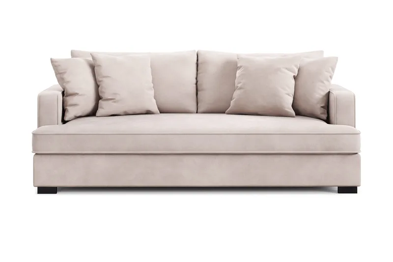 Rossita 3-sits Djup Sammetsoffa med hel dyna, Beige