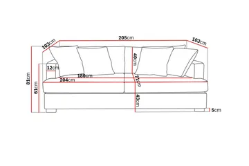 Rossita 3-sits Djup Soffa i Chenille - Ljus Grå - Products - Möbler - Soffa - 3 sits soffa