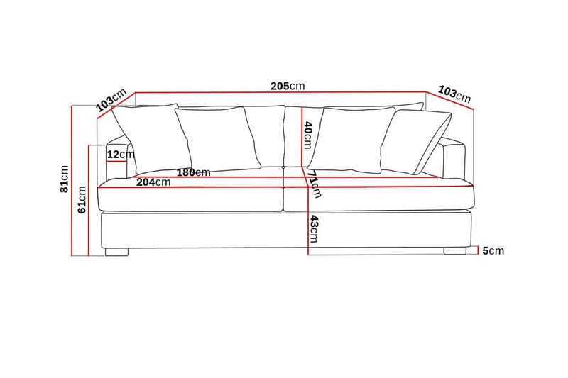 Rossita 3-sits Djup Soffa i Manchester - Brun - Products - Möbler - Soffa - 3 sits soffa