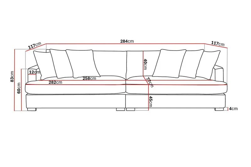 Rossita Lyx 4-sits Extra djup Soffa i Manchester - Products - Möbler - Soffa - 4 sits soffa