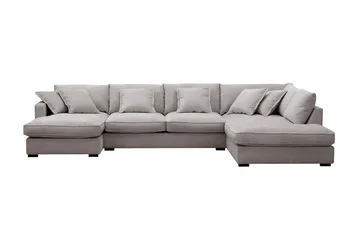 Rossita Lyx 5-sits Vänstervänd U-formad Extra djup Soffa med Divan och Schäslong i Chenille, Grå/Brun