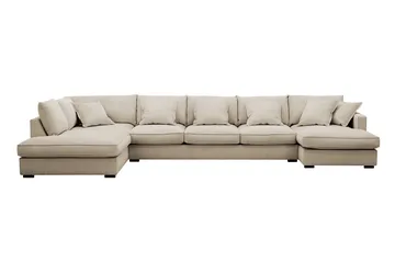 Rossita Lyx 6-sits Högervänd U-formad Extra djup Soffa med Divan och Schäslong i Manchester, Kräm