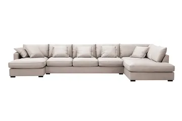 Rossita Lyx 6-sits Vänstervänd U-formad Extra djup Soffa med Divan och Schäslong i Sammet