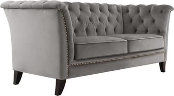 Soffa 2-sits chesterfield grå - Henry, Grå sammet
