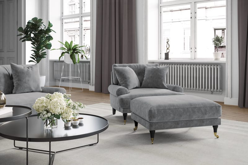 Andrew Soffgrupp 2+1 Sammet - Ljusgrå - Products - Möbler - Soffa - Soffgrupp - Howard soffgrupp