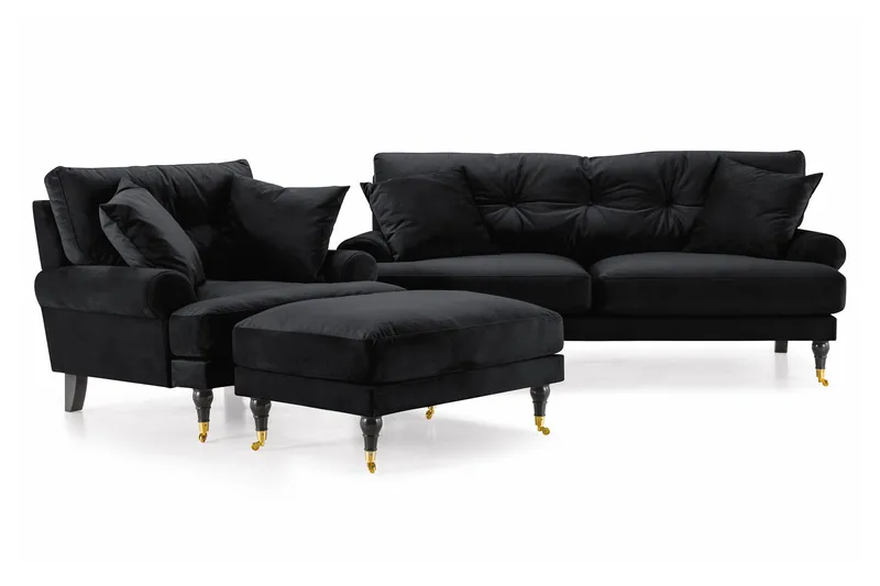 Andrew Soffgrupp 2+1 Sammet, Svart