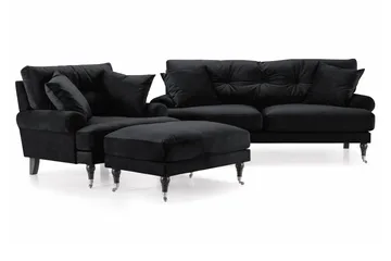 Andrew Soffgrupp 2+1 Sammet, Svart