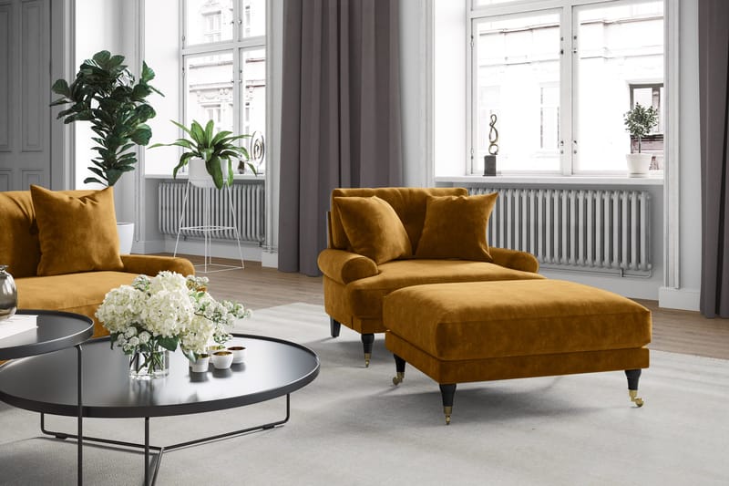 Andrew Soffgrupp 3+2 Sammet - Mörkgul - Products - Möbler - Soffa - Soffgrupp - Howard soffgrupp