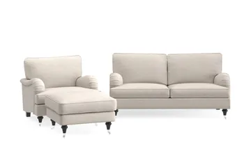 Howard Classic Soffgrupp 2-sits Soffa + Fåtölj + Fotpall i Tyg