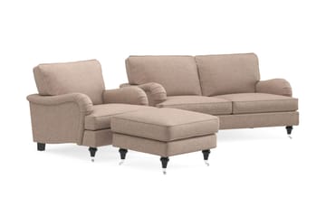 Howard Classic Soffgrupp 2-sits Soffa + Fåtölj + Fotpall i Tyg - Mörkbeige - Products - Möbler - Soffa - Soffgrupp - Howard soffgrupp