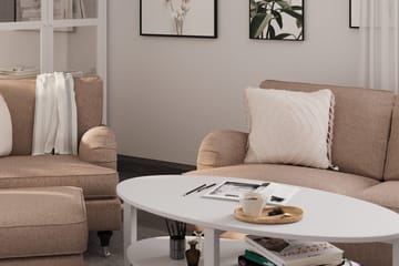 Howard Classic Soffgrupp 2-sits Soffa + Fåtölj + Fotpall i Tyg - Mörkbeige - Products - Möbler - Soffa - Soffgrupp - Howard soffgrupp