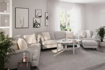 Howard Classic Soffgrupp 3-sits + 2-sits Soffa + Fåtölj + Fotpall i Tyg - Grå - Products - Möbler - Soffa - Soffgrupp - Howard soffgrupp