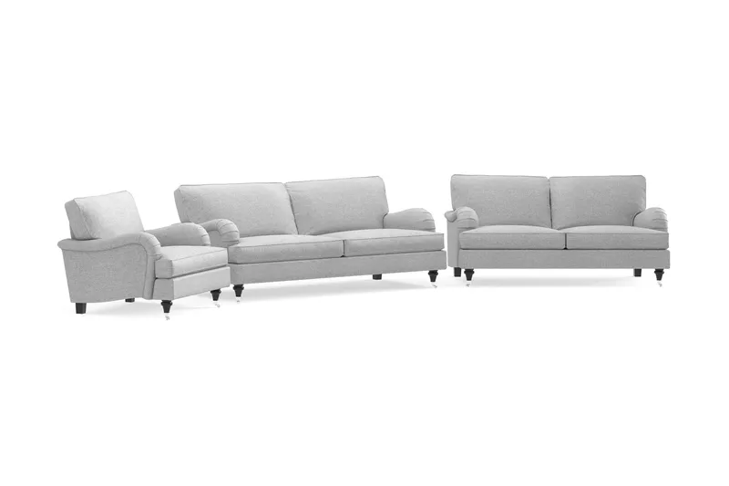 Howard Classic Soffgrupp 3-sits + 2-sits Soffa + Fåtölj i Tyg - Grå - Products - Möbler - Soffa - Soffgrupp - Howard soffgrupp