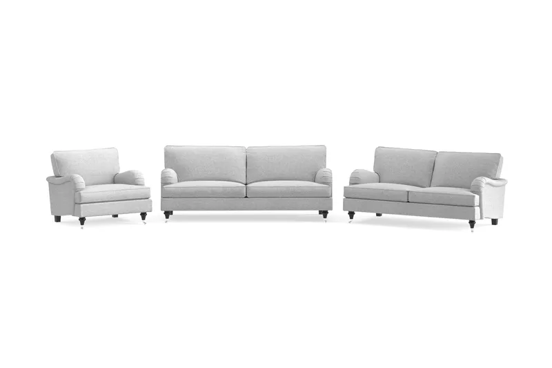 Howard Classic Soffgrupp 3-sits + 2-sits Soffa + Fåtölj i Tyg, Grå