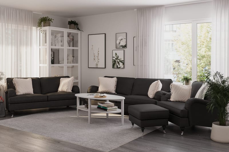 Howard Classic Soffgrupp 3-sits + 2-sits Soffa + Fåtölj i Tyg - Mörkgrå - Products - Möbler - Soffa - Soffgrupp - Howard soffgrupp