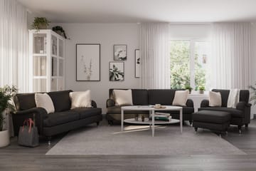 Howard Classic Soffgrupp 3-sits + 2-sits Soffa + Fåtölj i Tyg - Mörkgrå - Products - Möbler - Soffa - Soffgrupp - Howard soffgrupp