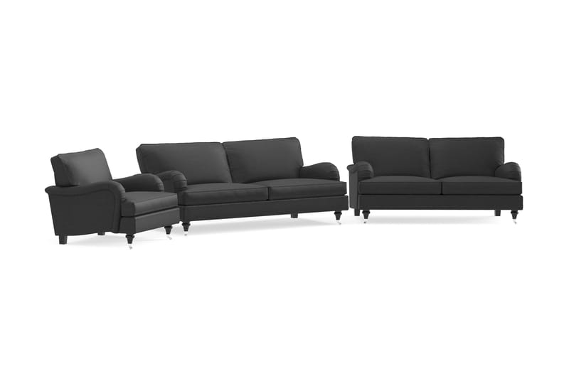 Howard Classic Soffgrupp 3-sits + 2-sits Soffa + Fåtölj i Tyg - Mörkgrå - Products - Möbler - Soffa - Soffgrupp - Howard soffgrupp