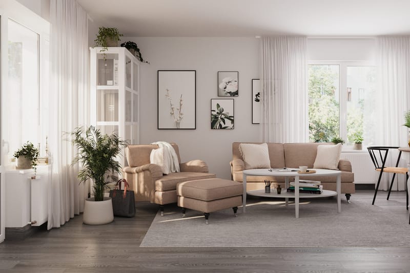 Howard Classic Soffgrupp 3-sits Soffa + Fåtölj i Tyg - Mörkbeige - Products - Möbler - Soffa - Soffgrupp - Howard soffgrupp