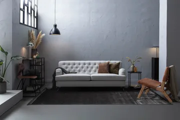 Howard Riviera Soffgrupp 2-sits + 3-sits Soffa + Fåtölj + Fotpall i Tyg - Grå - Products - Möbler - Soffa - Soffgrupp - Howard soffgrupp