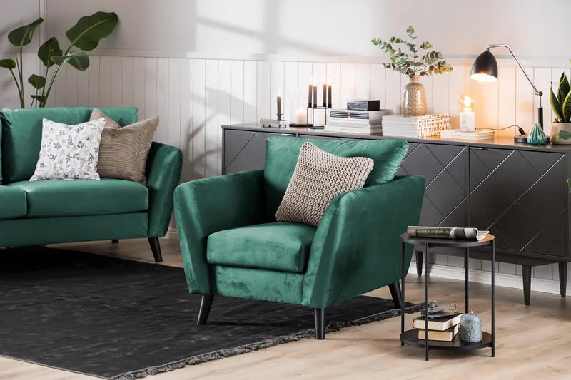 Trend Soffgrupp 3-sits + 2-sits Sammetssoffa - Grön - Products - Möbler - Soffa - Soffgrupp - Howard soffgrupp