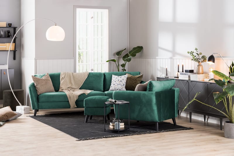 Trend Soffgrupp 3-sits + 2-sits Sammetssoffa - Grön - Products - Möbler - Soffa - Soffgrupp - Howard soffgrupp