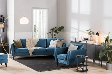Trend 3-sits Sammetssoffa - Blå - Products - Möbler - Soffa - 3 sits soffa