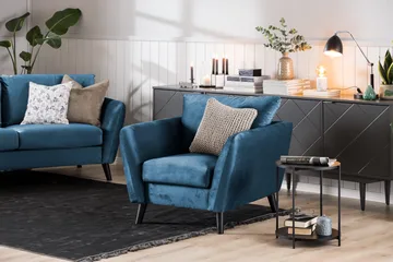 Trend 3-sits Sammetssoffa - Blå - Products - Möbler - Soffa - 3 sits soffa