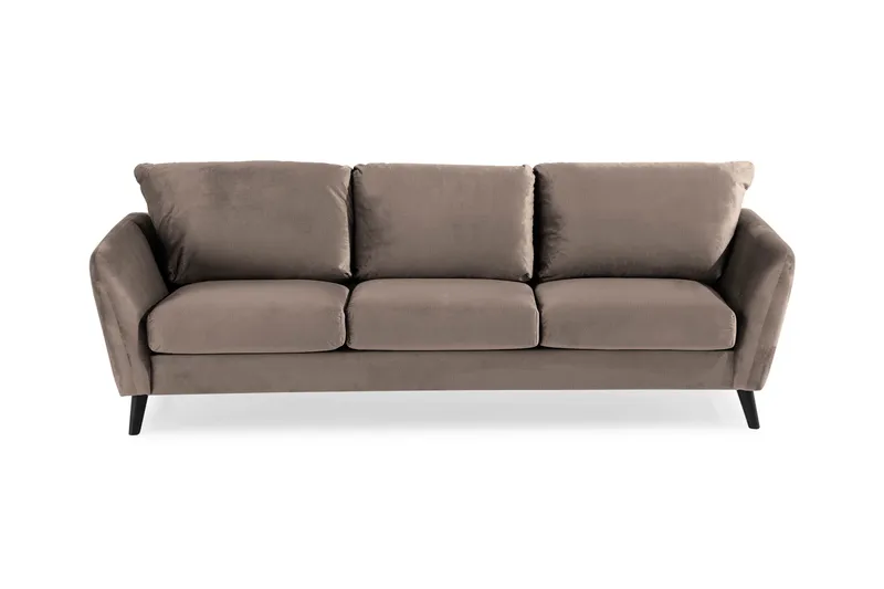 Trend 3-sits Sammetssoffa, Brun