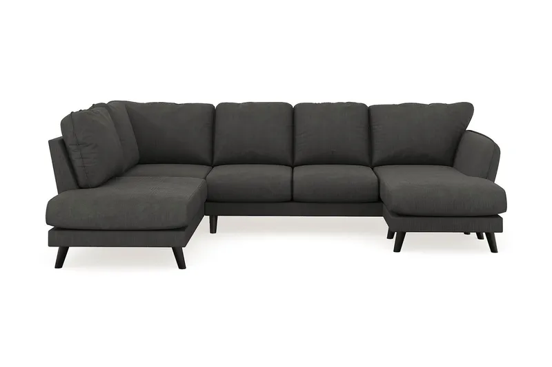 Trend Lyx 4-sits Högervänd U-formad Soffa med Divan och Schäslong i Manchester, Mörkgrå
